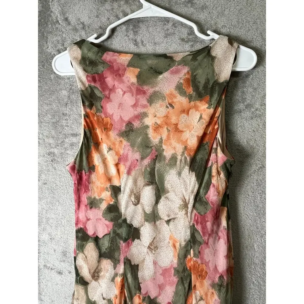 Vintage Watercolor Floral Handkerchief Hem Dress Garden Party Cottagecore Medium - Picture 4 of 10